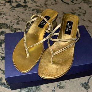 Stuart Weitzman Vivaldi Gold Rhinestone Slide Sandal